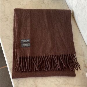 CHRISTIAN DIOR Cashmere Wool Blend Muffler Scarf in Deep Brown Vintage